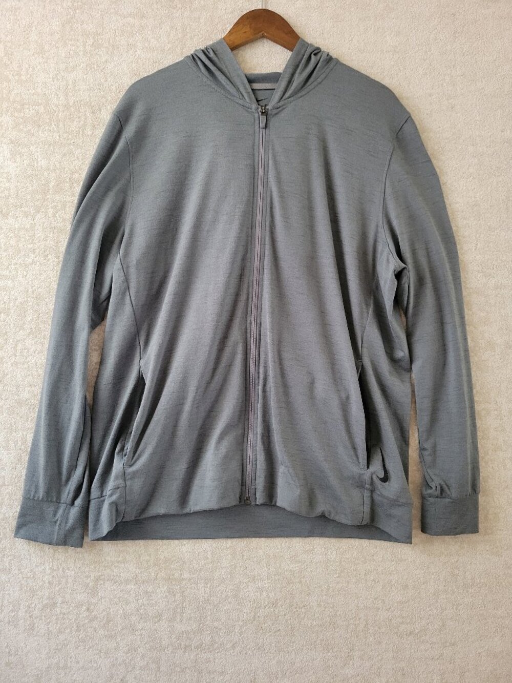 Mike Mens Yoga Dri-Fit ip Up Hoodie arge Gray Long Sleeve Athleisure Pockets